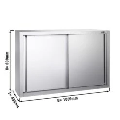Edelstahl Wandhängeschrank PREMIUM - 1000x400mm - Mit Schiebetür - 800mm Hoch