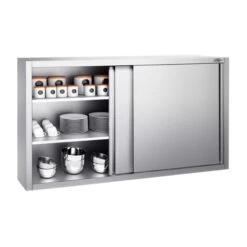 Edelstahl Wandhängeschrank PREMIUM - 1600x400mm - Mit Schiebetür - 1000mm Hoch -Küchenbedarf Discounter WSK1610 2 0f49