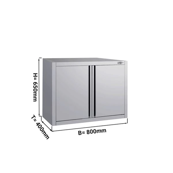 Edelstahl Wandhängeschrank ECO - 800x400mm - Mit Flügeltür - 650mm Hoch 1 Edelstahl Wandhängeschrank ECO - 800x400mm - Mit Flügeltür - 650mm Hoch