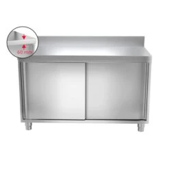 Edelstahl Arbeitsschrank ECO - 1200x600mm - Mit Schiebetür Und Aufkantung -Küchenbedarf Discounter ask127a icon 1cc8 1