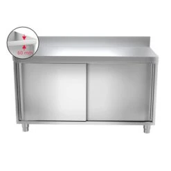 Edelstahl Arbeitsschrank ECO - 1400x600mm - Mit Schiebetür Und Aufkantung -Küchenbedarf Discounter ask147a icon 1172