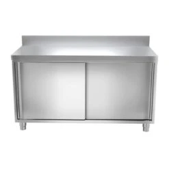 Edelstahl Arbeitsschrank ECO - 1600x700mm - Mit Schiebetür Und Aufkantung -Küchenbedarf Discounter ask166a d0e1