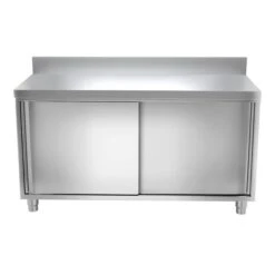 Edelstahl Arbeitsschrank PREMIUM - 1800x600mm - Mit Schiebetür & Aufkantung -Küchenbedarf Discounter ask187a dc81