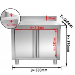 Edelstahl Arbeitsschrank PREMIUM - 800x600mm - Mit Flügeltür & Aufkantung 10 Edelstahl Arbeitsschrank PREMIUM - 800x600mm - Mit Flügeltür & Aufkantung -Küchenbedarf Discounter ask86a masse 7339
