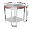 Edelstahl Eckarbeitstisch PREMIUM Mit Grundboden & Aufkantung 1000x600mm