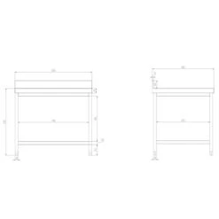 Edelstahl Arbeitstisch PREMIUM - 1200x800mm - Mit Grundboden & Aufkantung 20 Edelstahl Arbeitstisch PREMIUM - 1200x800mm - Mit Grundboden & Aufkantung -Küchenbedarf Discounter atk128a zeichnung 1841