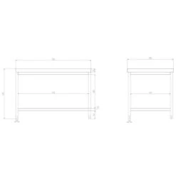 Edelstahl Arbeitstisch PREMIUM - 1500x800mm - Mit Grundboden Ohne Aufkantung 20 Edelstahl Arbeitstisch PREMIUM - 1500x800mm - Mit Grundboden Ohne Aufkantung -Küchenbedarf Discounter atk158 zeichnung 897d