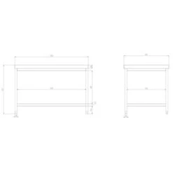 Edelstahl Arbeitstisch PREMIUM - 1600x800mm - Mit Grundboden Ohne Aufkantung 20 Edelstahl Arbeitstisch PREMIUM - 1600x800mm - Mit Grundboden Ohne Aufkantung -Küchenbedarf Discounter atk168 zeichnung a2ac
