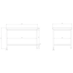 Edelstahl Arbeitstisch PREMIUM - 1800x800mm - Mit Grundboden Ohne Aufkantung -Küchenbedarf Discounter atk188 zeichnung b610