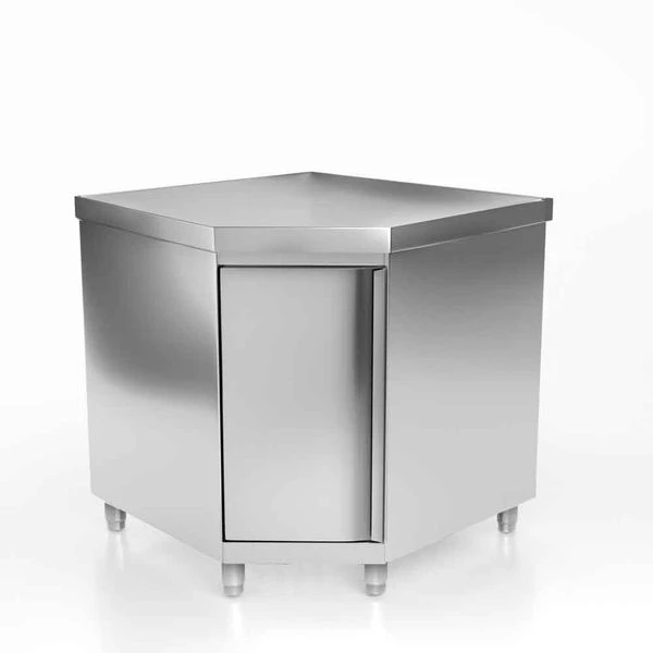 Edelstahl Eckarbeitsschrank PREMIUM Mit Flügeltür Ohne Aufkantung 1000x700mm 3 Edelstahl Eckarbeitsschrank PREMIUM Mit Flügeltür Ohne Aufkantung 1000x700mm – Bild 3