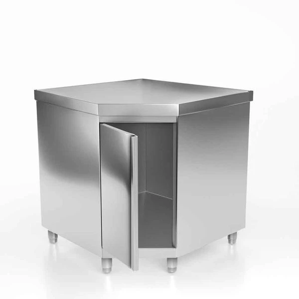 Edelstahl Eckarbeitsschrank PREMIUM Mit Flügeltür Ohne Aufkantung 1000x700mm 2 Edelstahl Eckarbeitsschrank PREMIUM Mit Flügeltür Ohne Aufkantung 1000x700mm – Bild 2