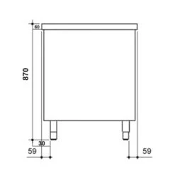 Edelstahl Arbeitsschrank PREMIUM - 1400x800mm - Mit Schiebetür Ohne Aufkantung 16 Edelstahl Arbeitsschrank PREMIUM - 1400x800mm - Mit Schiebetür Ohne Aufkantung -Küchenbedarf Discounter stainless steel workcabinet without backsplash drawing 2 c016 20