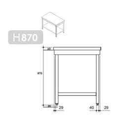 Edelstahl Arbeitstisch PREMIUM - 1600x600mm - Mit Grundboden Ohne Aufkantung -Küchenbedarf Discounter stainless steel worktable without backsplash drawing 1 a1da