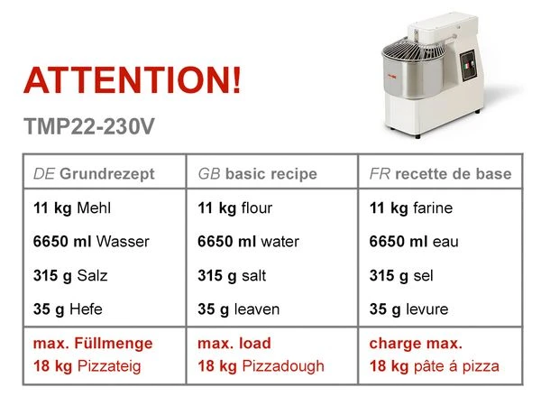 Teigknetmaschine - 22 Liter / 18 Kg - Mit Festem Kessel 4 Teigknetmaschine - 22 Liter / 18 Kg - Mit Festem Kessel – Bild 4