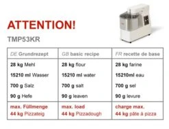 Teigknetmaschine - 53 Liter / 44 Kg - 1 Geschwindigkeit - Kessel Abnehmbar Und Rührwerk Aufklappbar 13 Teigknetmaschine - 53 Liter / 44 Kg - 1 Geschwindigkeit - Kessel Abnehmbar Und Rührwerk Aufklappbar -Küchenbedarf Discounter tmp53kr d31d