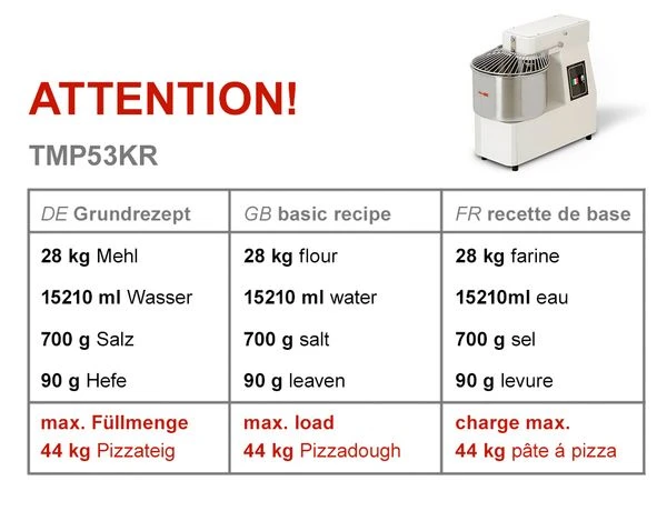Teigknetmaschine - 53 Liter / 44 Kg - 1 Geschwindigkeit - Kessel Abnehmbar Und Rührwerk Aufklappbar 4 Teigknetmaschine - 53 Liter / 44 Kg - 1 Geschwindigkeit - Kessel Abnehmbar Und Rührwerk Aufklappbar – Bild 4